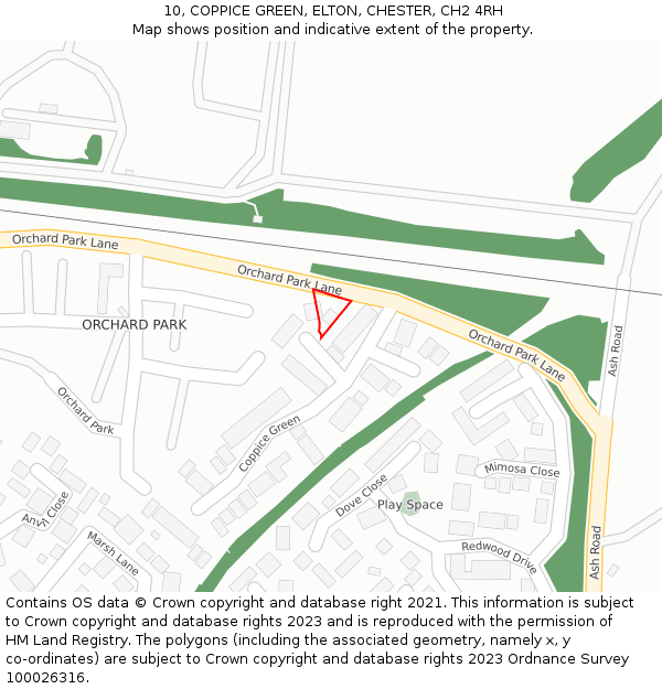 10, COPPICE GREEN, ELTON, CHESTER, CH2 4RH: Location map and indicative extent of plot