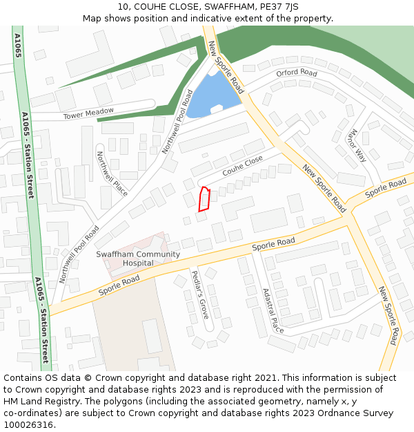 10, COUHE CLOSE, SWAFFHAM, PE37 7JS: Location map and indicative extent of plot