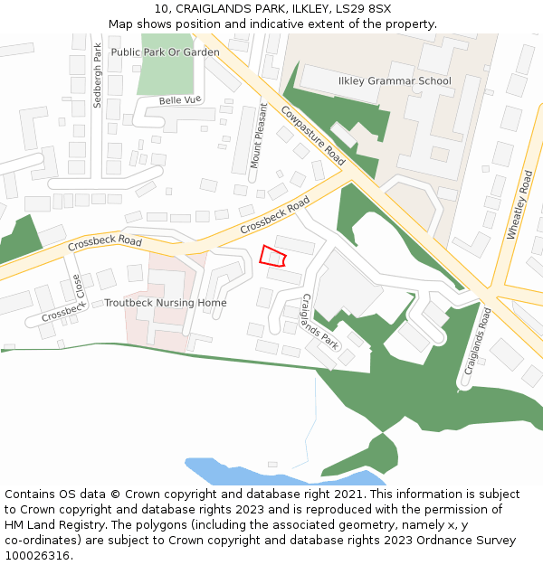 10, CRAIGLANDS PARK, ILKLEY, LS29 8SX: Location map and indicative extent of plot