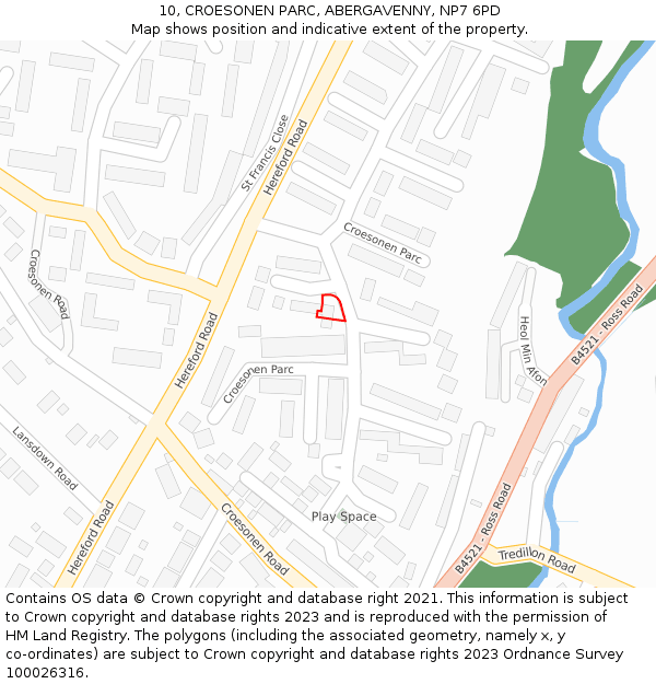 10, CROESONEN PARC, ABERGAVENNY, NP7 6PD: Location map and indicative extent of plot