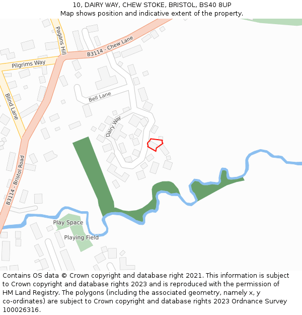 10, DAIRY WAY, CHEW STOKE, BRISTOL, BS40 8UP: Location map and indicative extent of plot