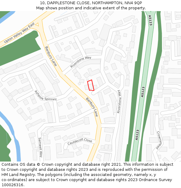 10, DAPPLESTONE CLOSE, NORTHAMPTON, NN4 9QP: Location map and indicative extent of plot