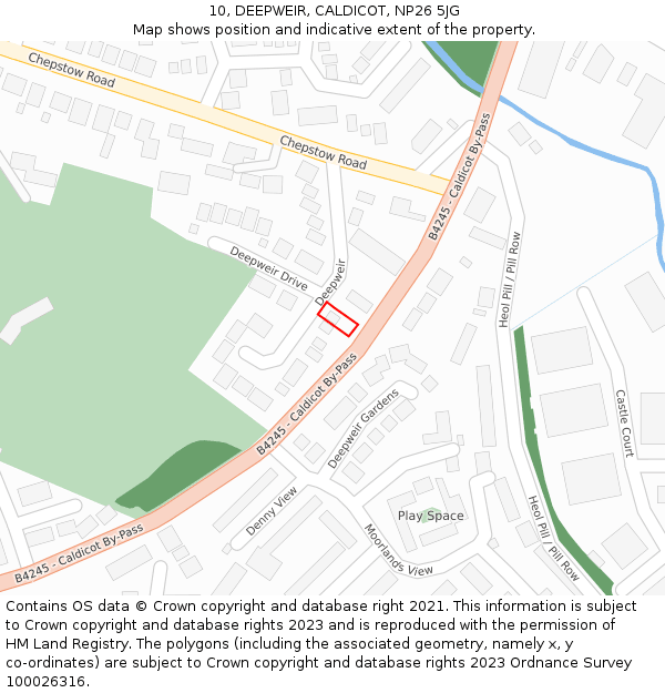 10, DEEPWEIR, CALDICOT, NP26 5JG: Location map and indicative extent of plot