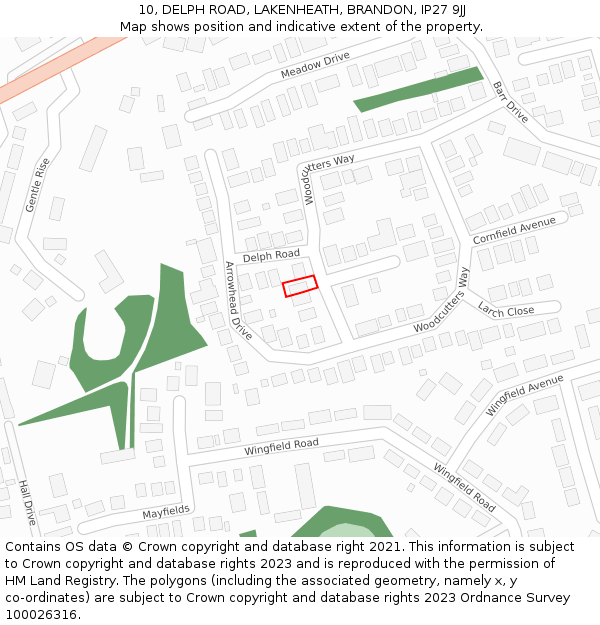 10, DELPH ROAD, LAKENHEATH, BRANDON, IP27 9JJ: Location map and indicative extent of plot