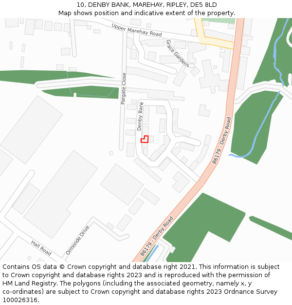 10, DENBY BANK, MAREHAY, RIPLEY, DE5 8LD: Location map and indicative extent of plot