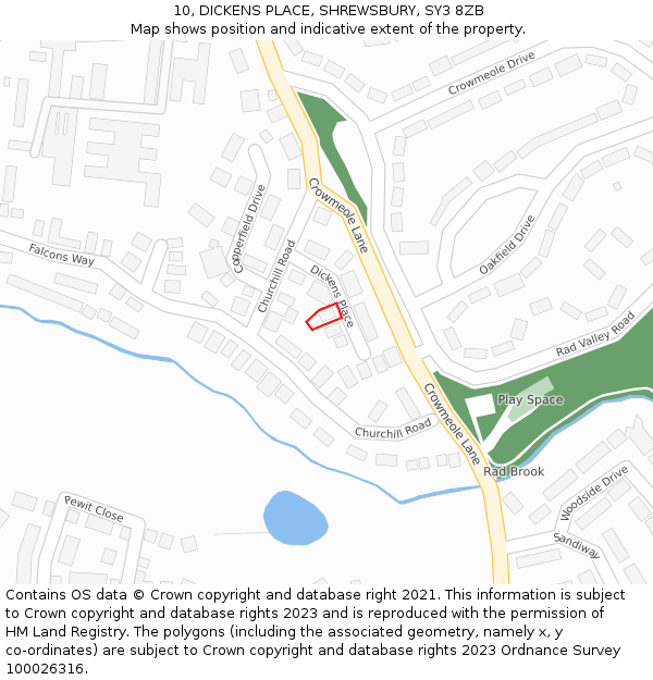 10, DICKENS PLACE, SHREWSBURY, SY3 8ZB: Location map and indicative extent of plot