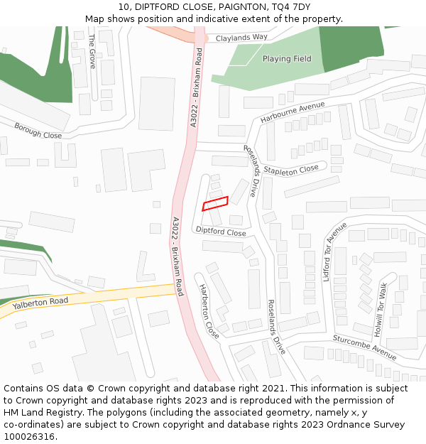 10, DIPTFORD CLOSE, PAIGNTON, TQ4 7DY: Location map and indicative extent of plot