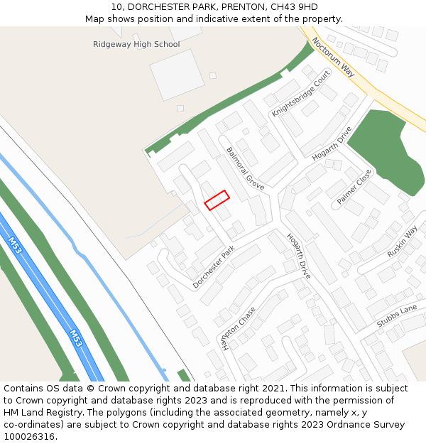 10, DORCHESTER PARK, PRENTON, CH43 9HD: Location map and indicative extent of plot