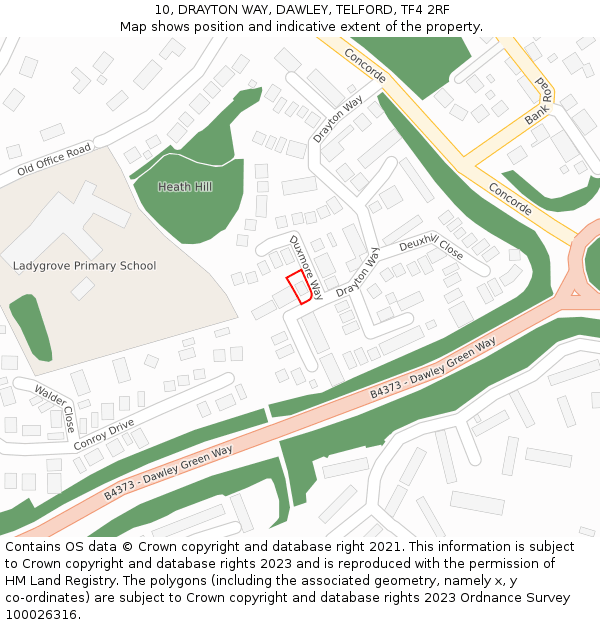 10, DRAYTON WAY, DAWLEY, TELFORD, TF4 2RF: Location map and indicative extent of plot