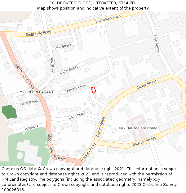 10, DROVERS CLOSE, UTTOXETER, ST14 7FH: Location map and indicative extent of plot
