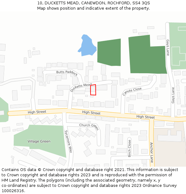 10, DUCKETTS MEAD, CANEWDON, ROCHFORD, SS4 3QS: Location map and indicative extent of plot