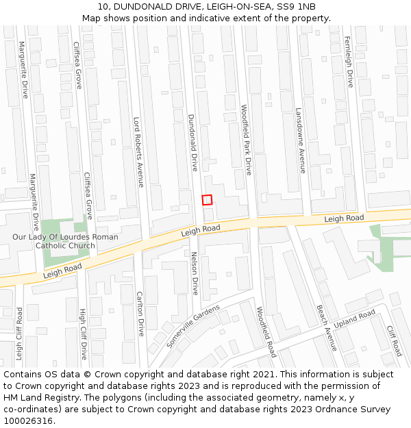 10, DUNDONALD DRIVE, LEIGH-ON-SEA, SS9 1NB: Location map and indicative extent of plot