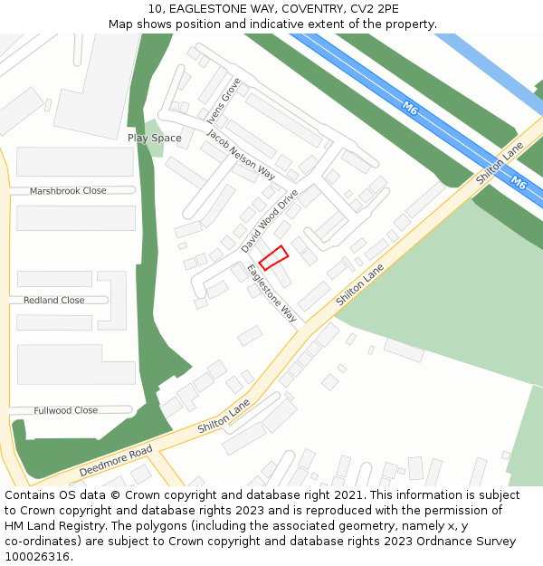 10, EAGLESTONE WAY, COVENTRY, CV2 2PE: Location map and indicative extent of plot