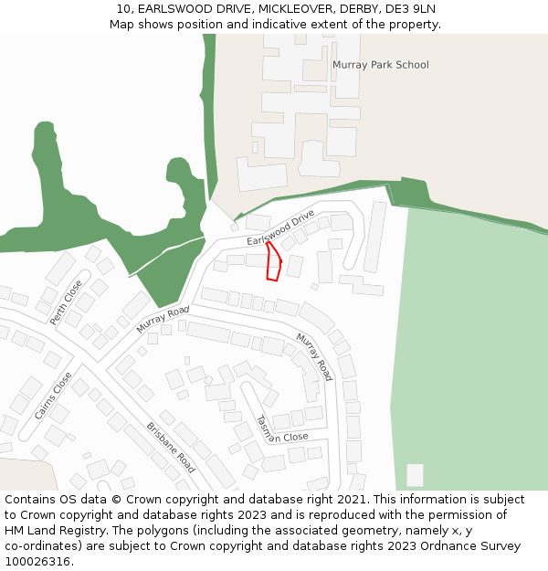 10, EARLSWOOD DRIVE, MICKLEOVER, DERBY, DE3 9LN: Location map and indicative extent of plot