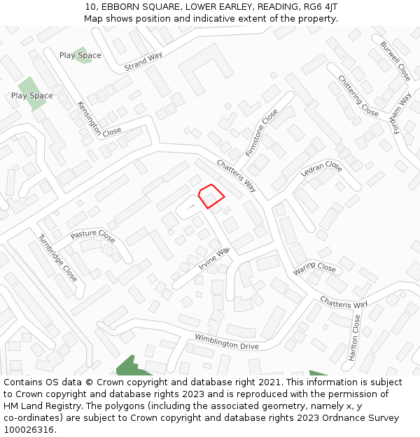 10, EBBORN SQUARE, LOWER EARLEY, READING, RG6 4JT: Location map and indicative extent of plot