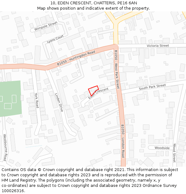 10, EDEN CRESCENT, CHATTERIS, PE16 6AN: Location map and indicative extent of plot