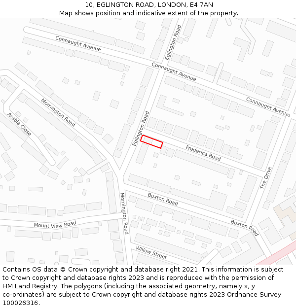 10, EGLINGTON ROAD, LONDON, E4 7AN: Location map and indicative extent of plot