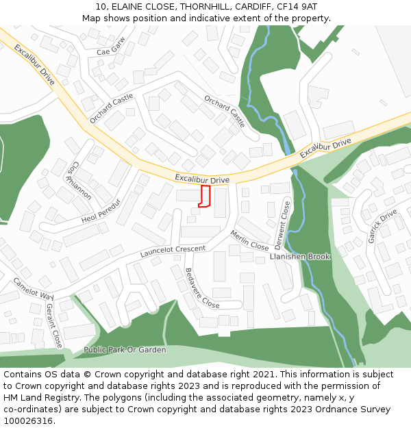 10, ELAINE CLOSE, THORNHILL, CARDIFF, CF14 9AT: Location map and indicative extent of plot
