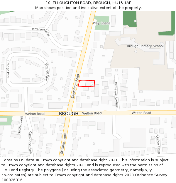 10, ELLOUGHTON ROAD, BROUGH, HU15 1AE: Location map and indicative extent of plot