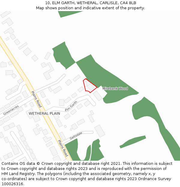10, ELM GARTH, WETHERAL, CARLISLE, CA4 8LB: Location map and indicative extent of plot