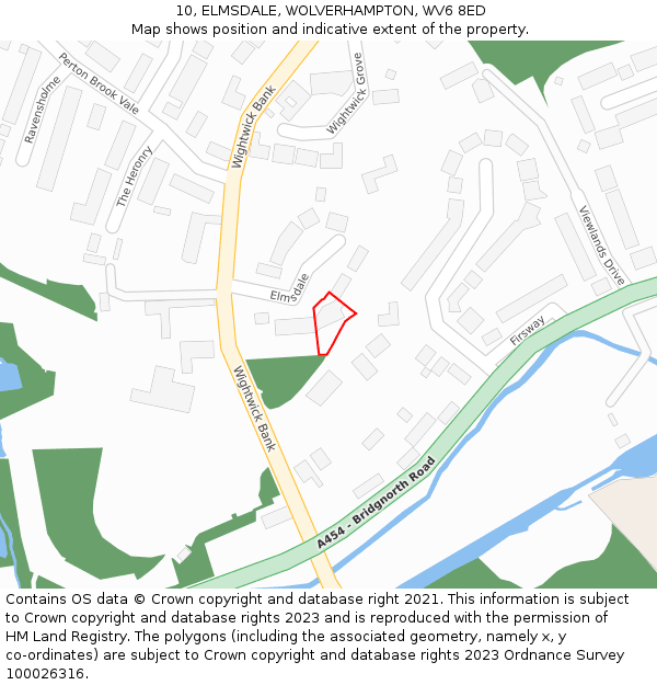 10, ELMSDALE, WOLVERHAMPTON, WV6 8ED: Location map and indicative extent of plot