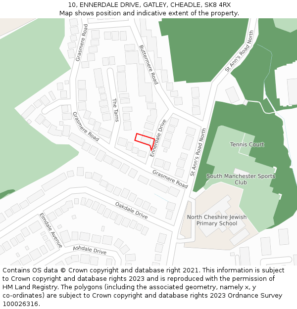 10, ENNERDALE DRIVE, GATLEY, CHEADLE, SK8 4RX: Location map and indicative extent of plot