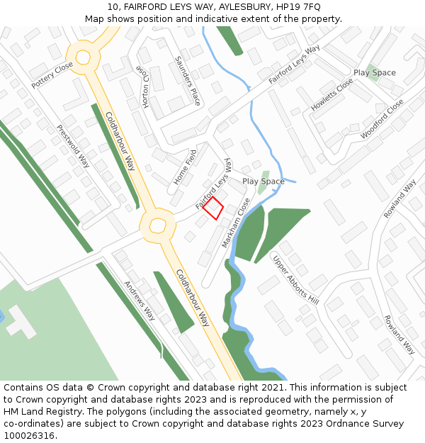 10, FAIRFORD LEYS WAY, AYLESBURY, HP19 7FQ: Location map and indicative extent of plot