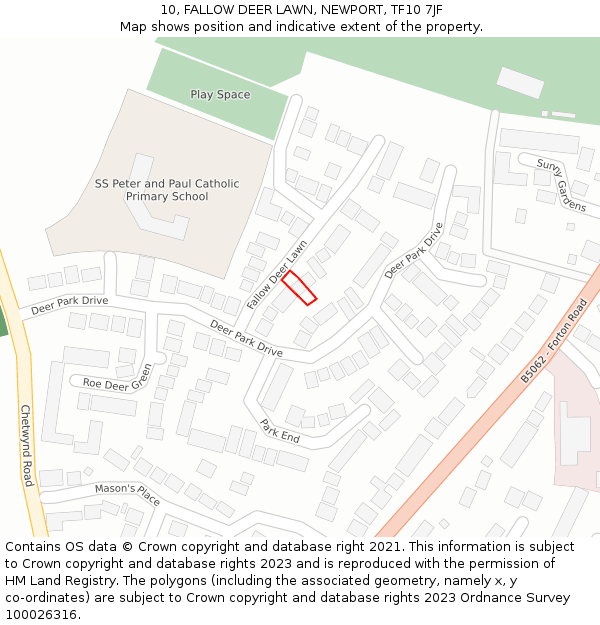 10, FALLOW DEER LAWN, NEWPORT, TF10 7JF: Location map and indicative extent of plot