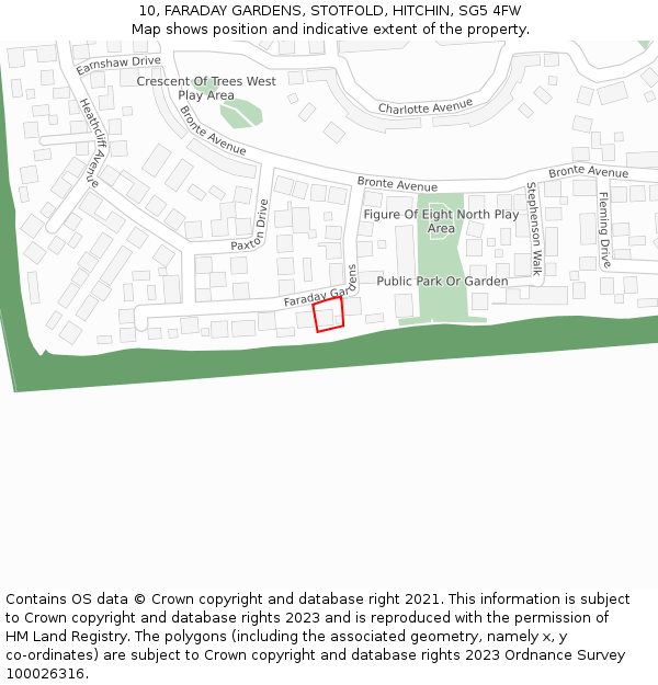 10, FARADAY GARDENS, STOTFOLD, HITCHIN, SG5 4FW: Location map and indicative extent of plot