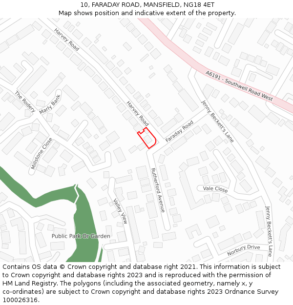 10, FARADAY ROAD, MANSFIELD, NG18 4ET: Location map and indicative extent of plot