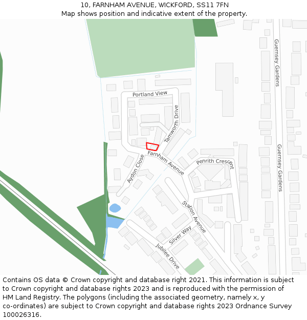 10, FARNHAM AVENUE, WICKFORD, SS11 7FN: Location map and indicative extent of plot