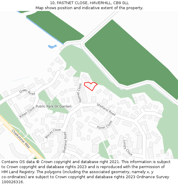 10, FASTNET CLOSE, HAVERHILL, CB9 0LL: Location map and indicative extent of plot