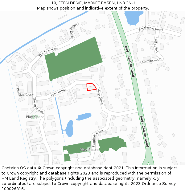 10, FERN DRIVE, MARKET RASEN, LN8 3NU: Location map and indicative extent of plot