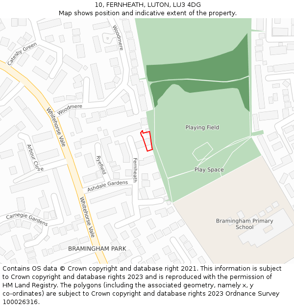 10, FERNHEATH, LUTON, LU3 4DG: Location map and indicative extent of plot