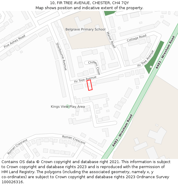 10, FIR TREE AVENUE, CHESTER, CH4 7QY: Location map and indicative extent of plot