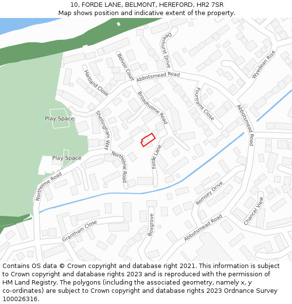 10, FORDE LANE, BELMONT, HEREFORD, HR2 7SR: Location map and indicative extent of plot