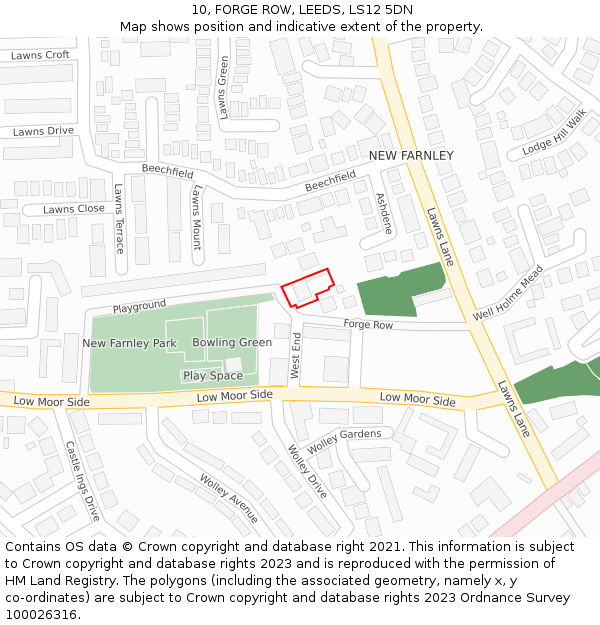 10, FORGE ROW, LEEDS, LS12 5DN: Location map and indicative extent of plot