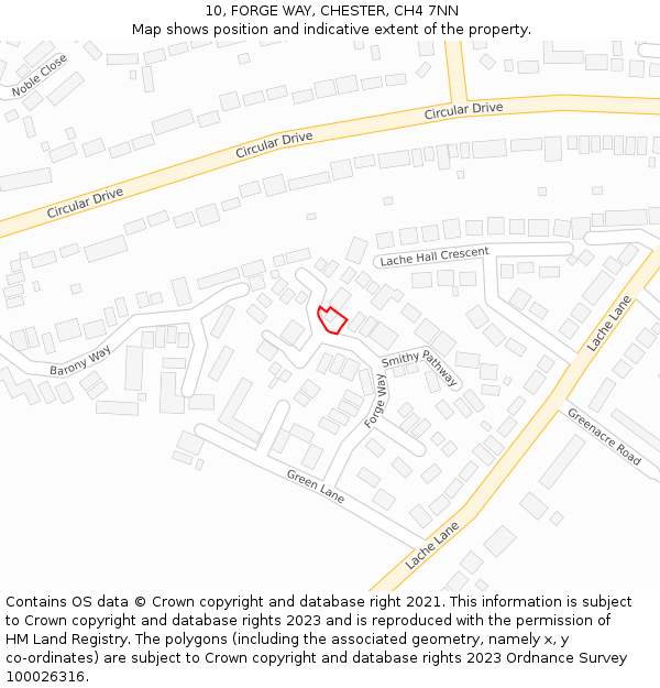 10, FORGE WAY, CHESTER, CH4 7NN: Location map and indicative extent of plot