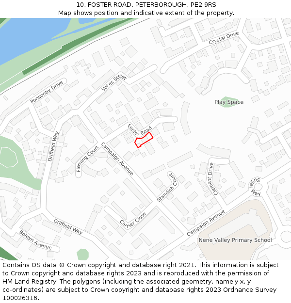 10, FOSTER ROAD, PETERBOROUGH, PE2 9RS: Location map and indicative extent of plot