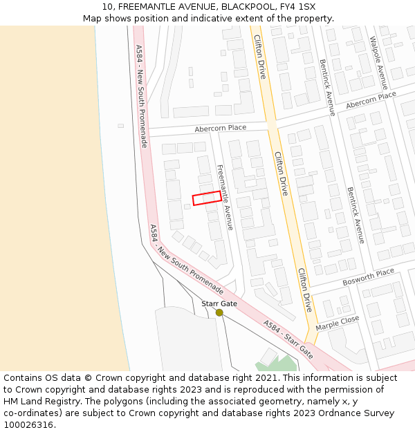 10, FREEMANTLE AVENUE, BLACKPOOL, FY4 1SX: Location map and indicative extent of plot