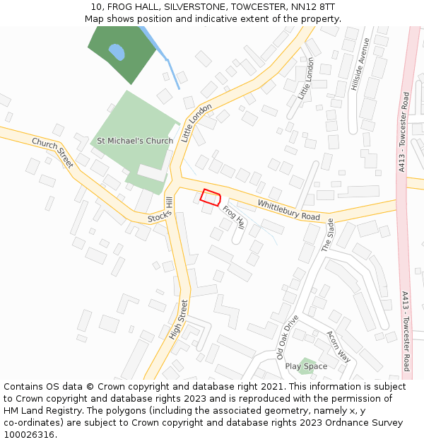 10, FROG HALL, SILVERSTONE, TOWCESTER, NN12 8TT: Location map and indicative extent of plot