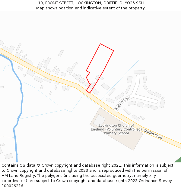 10, FRONT STREET, LOCKINGTON, DRIFFIELD, YO25 9SH: Location map and indicative extent of plot