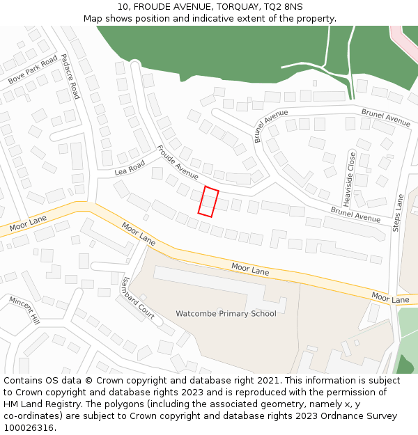 10, FROUDE AVENUE, TORQUAY, TQ2 8NS: Location map and indicative extent of plot