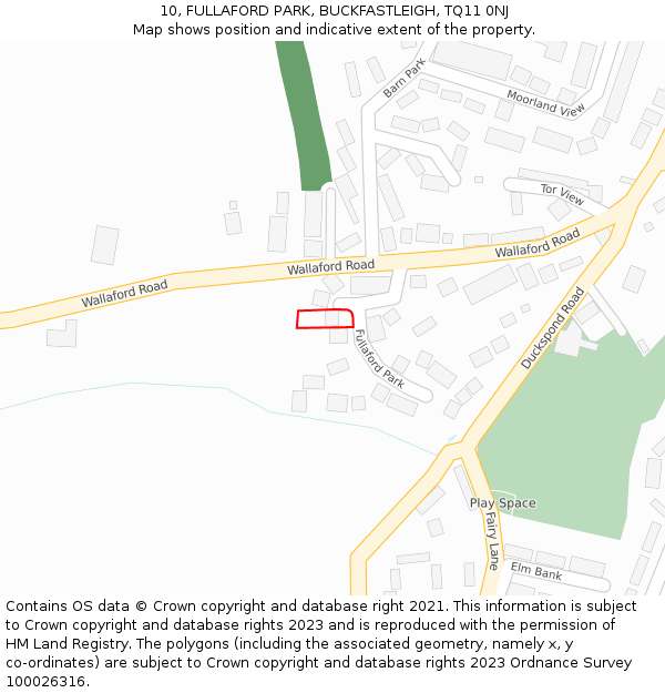 10, FULLAFORD PARK, BUCKFASTLEIGH, TQ11 0NJ: Location map and indicative extent of plot