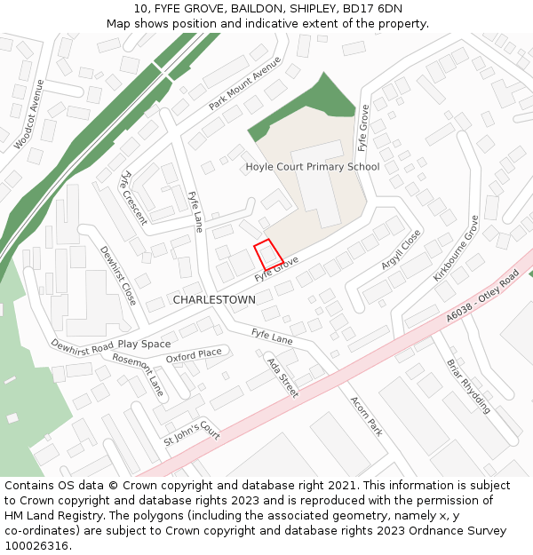 10, FYFE GROVE, BAILDON, SHIPLEY, BD17 6DN: Location map and indicative extent of plot