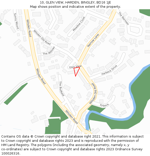 10, GLEN VIEW, HARDEN, BINGLEY, BD16 1JE: Location map and indicative extent of plot
