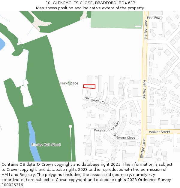10, GLENEAGLES CLOSE, BRADFORD, BD4 6FB: Location map and indicative extent of plot