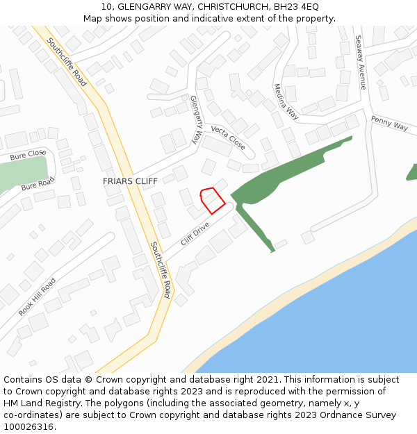 10, GLENGARRY WAY, CHRISTCHURCH, BH23 4EQ: Location map and indicative extent of plot