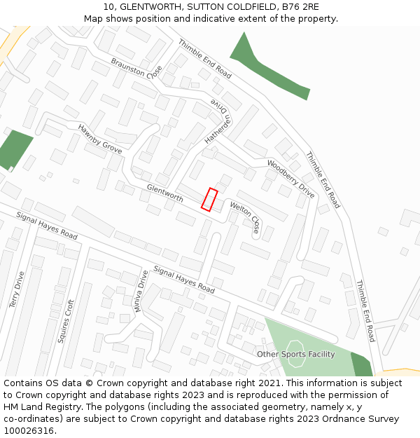 10, GLENTWORTH, SUTTON COLDFIELD, B76 2RE: Location map and indicative extent of plot