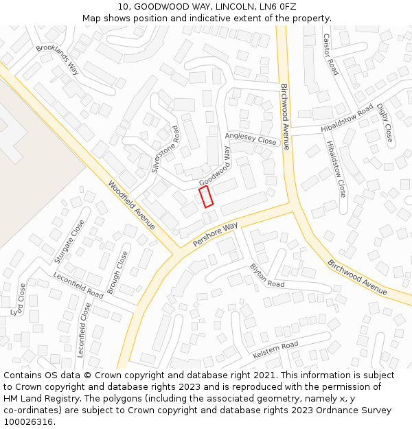 10, GOODWOOD WAY, LINCOLN, LN6 0FZ: Location map and indicative extent of plot